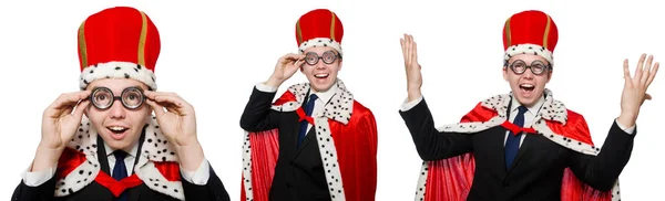 Homme d'affaires avec couronne isolé sur blanc — Photo