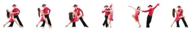 Bir çift dansçı beyazın üzerinde izole edilmiş