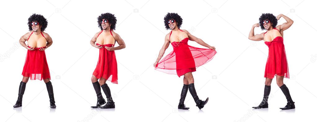 Man dressing in woman dress