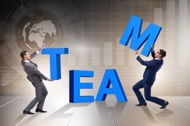 Ekip çalışması kavramı mektup koyarak işadamı ile