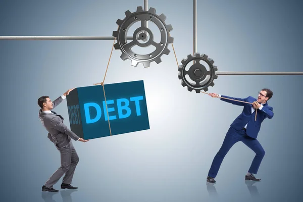Uomo d'affari nel concetto di business del debito — Foto Stock