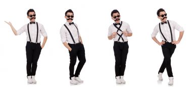 Pozitif delikanlı üzerinde beyaz izole