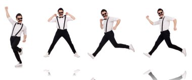 Beyaz izole bıyıklı genç adam