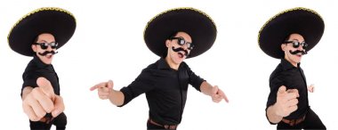 Konseptte sombrero olan komik bir Meksikalı.