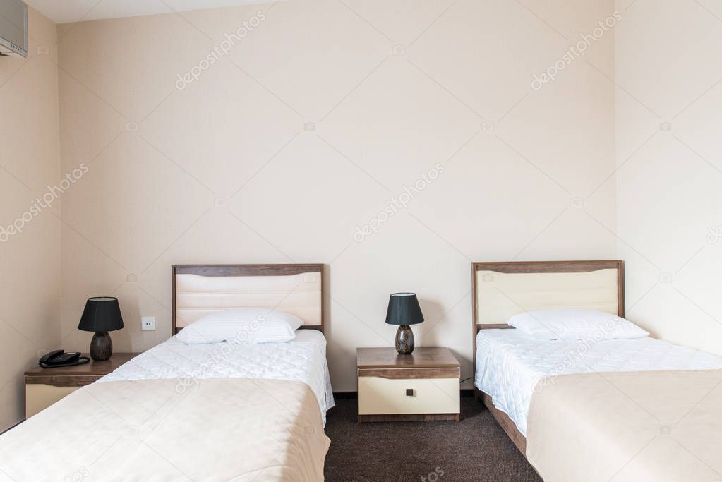 Twin room in modern hotel