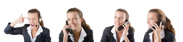 Call center assistant responding to calls — Stock Photo, Image