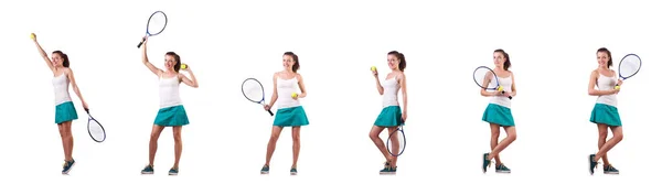 Woman tennis player isolated on white — Stock Photo, Image