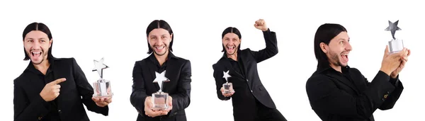 Üzletember csillag díjat elszigetelt fehér — Stock Fotó