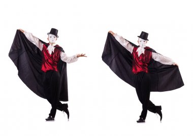 Beyazda izole edilmiş adam sihirbaz