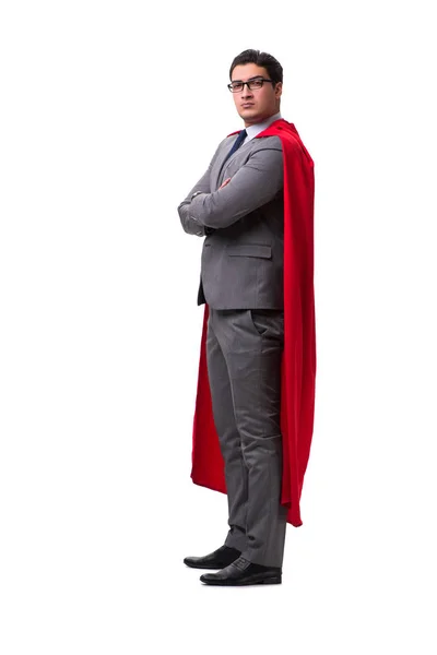 Super hero businessman isolated on white — Stock Photo, Image