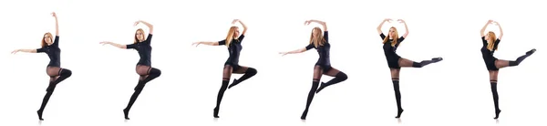 Vrouw dansen geïsoleerd op de witte — Stockfoto