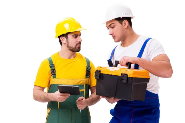 Two workers isolated on the white background — Stock Photo, Image