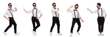 Beyaz izole bıyıklı genç adam