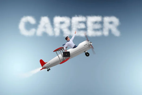 Businessman flying in career concept — Stock Photo, Image