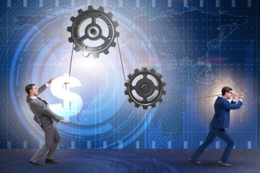 Mekanizma çekme ve dolar yükselterek işadamı