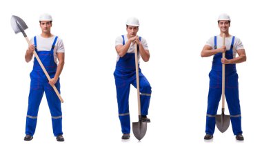 Kürekli tamirci beyazı izole etti.