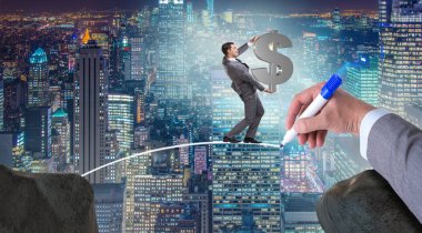 İş adamının altında el çizimi köprü