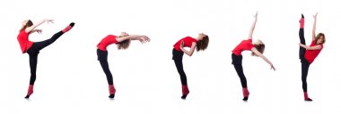 Beyaz egzersiz genç jimnastikçi