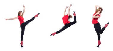 Beyaz egzersiz genç jimnastikçi