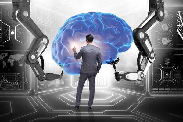 Künstliche Intelligenz Konzept mit Geschäftsmann — Stockfoto