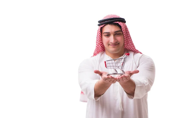 Arabe homme avec panier isolé sur blanc — Photo