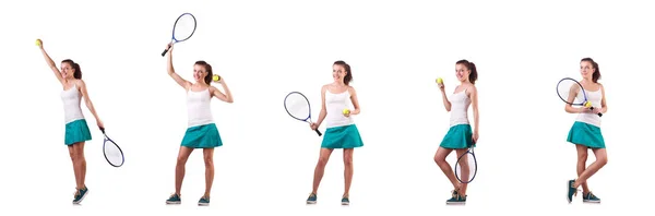 Donna Tennis isolato su bianco — Foto Stock