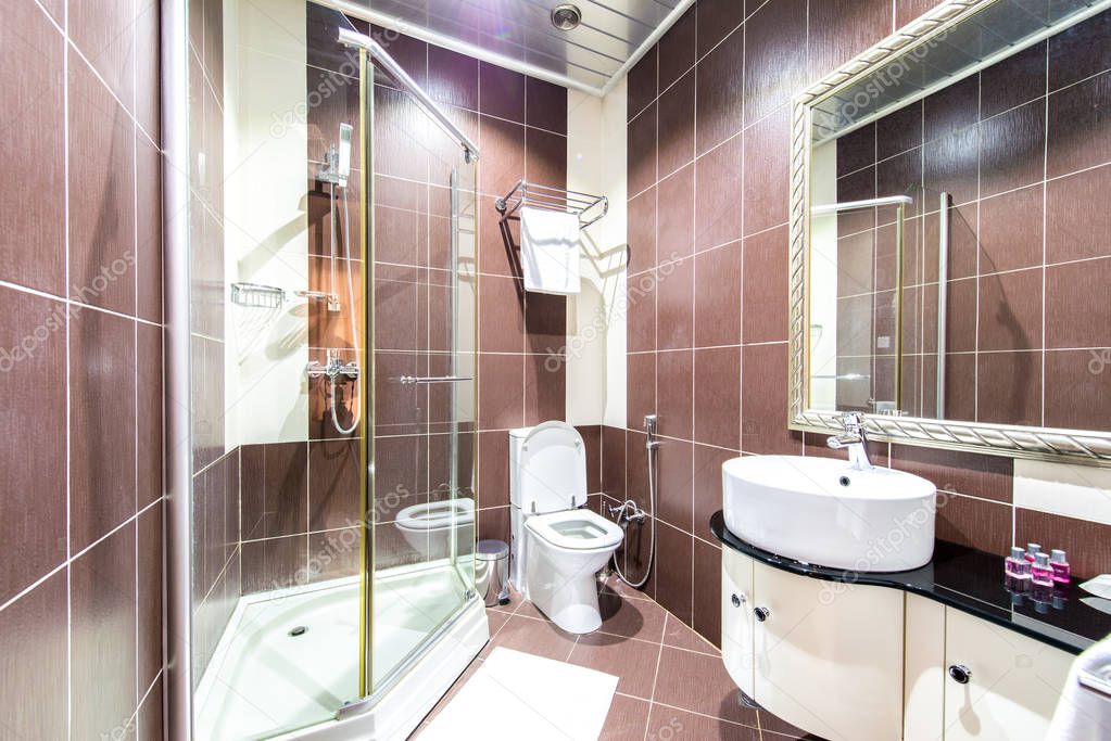 Modern bathroom interior in hotel