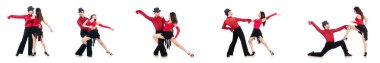 Bir çift dansçı beyazın üzerinde izole edilmiş