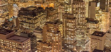Günbatımında New York Manhattan manzarası