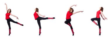 Beyaz egzersiz genç jimnastikçi