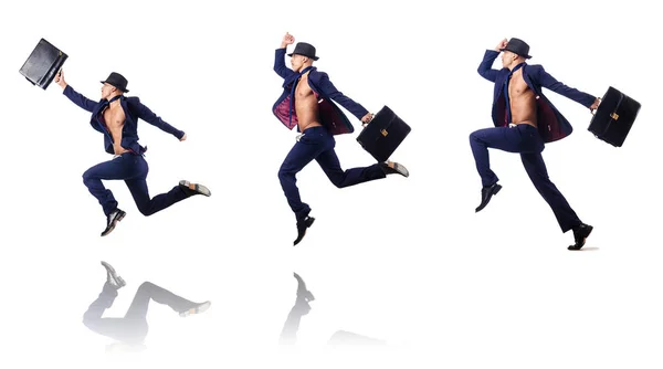 Saltando hombre de negocios aislado en blanco — Foto de Stock