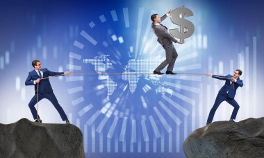 İş adamı sıkı bir ipte yürüyor