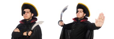 Bir beyaz izole kılıç ile korsan gözlü