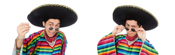 Funny mexican wearing poncho isolated on white Stock Image