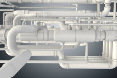 Boru Tesisi 3d render, bir sürü