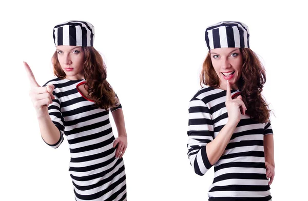 Convict criminal in striped uniform — Stock Photo, Image