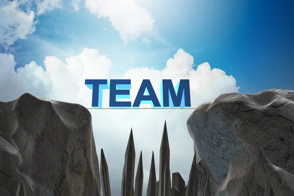 Teamwork-Konzept mit Team Bridge 3D-Rendering — Stockfoto