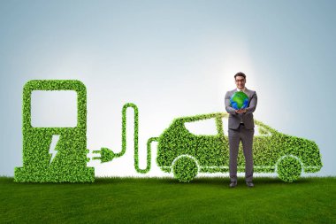 Elektrikli otomobil konsepti yeşil çevre kavram