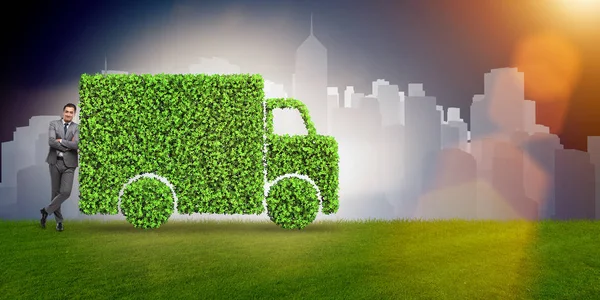Concept van de elektrische auto in groene omgeving concept — Stockfoto