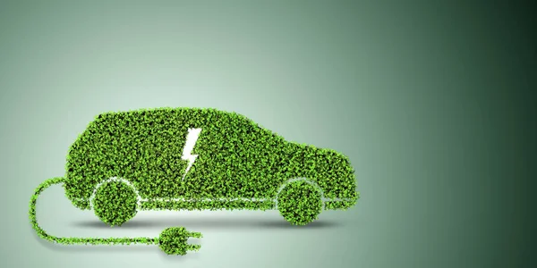 Concept de voiture électrique en environnement vert concept - rendu 3d — Photo
