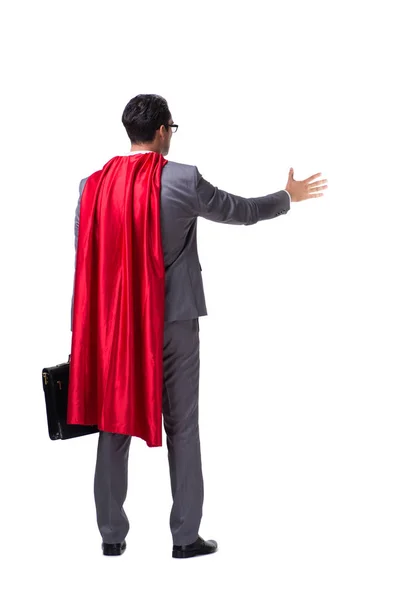 Superheld zakenman geïsoleerd op witte achtergrond — Stockfoto