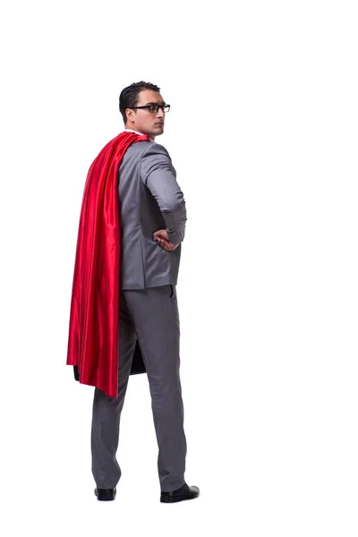 Homem de negócios super-herói isolado no fundo branco — Fotografia de Stock