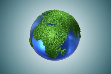 Dünya küre yeşil çevrede kavramı - 3d render