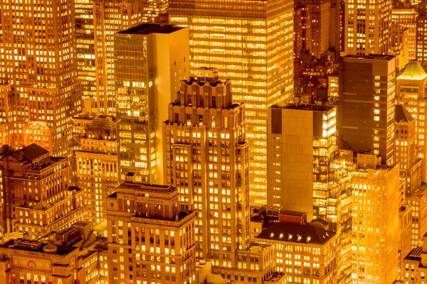 Vista noturna de Nova York Manhattan durante o pôr do sol — Fotografia de Stock