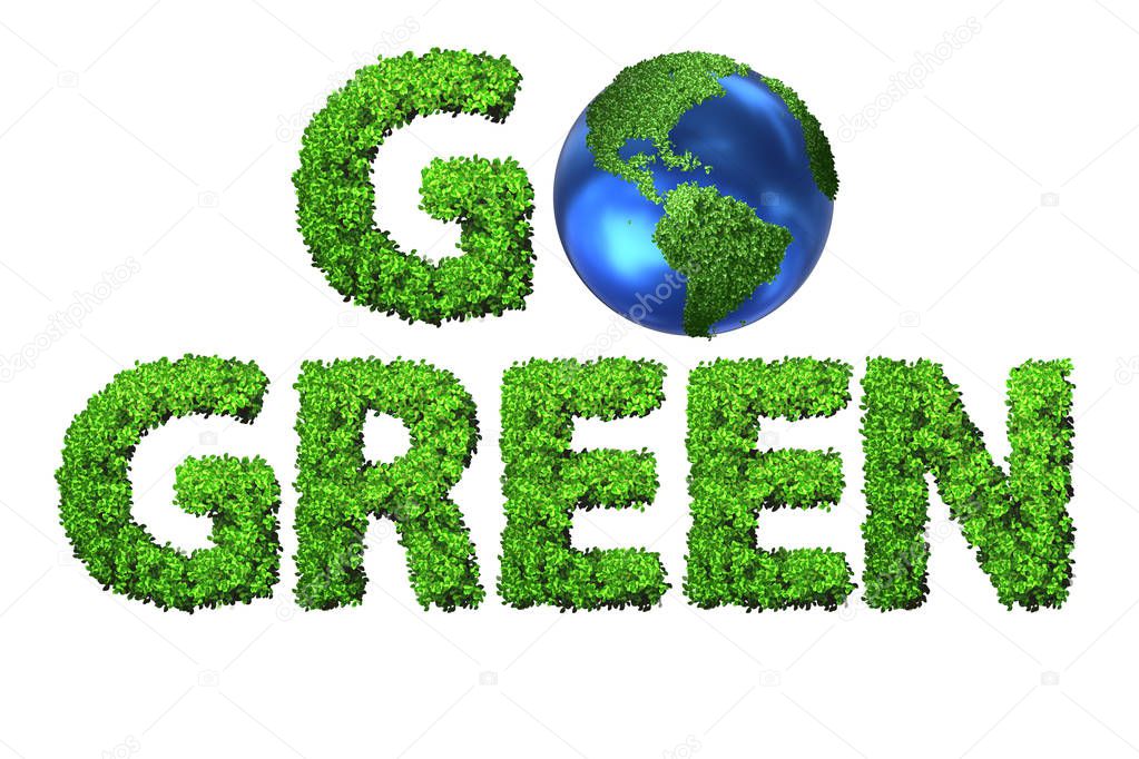 Go Green environmental concept with letters - 3d rendering