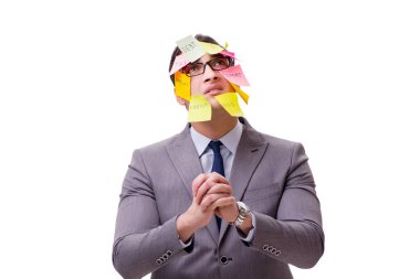 Birçok hatırlatıcıya sahip iş adamı beyazda izole edildi