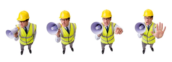 El supervisor de la construcción enojado aislado en blanco —  Fotos de Stock