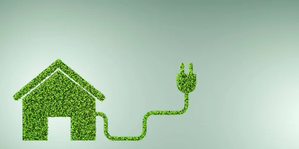 Concepto de vivienda respetuosa con el medio ambiente con casa verde - 3d r — Foto de Stock