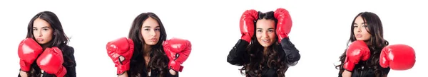 Ung kvinna med boxning handske — Stockfoto