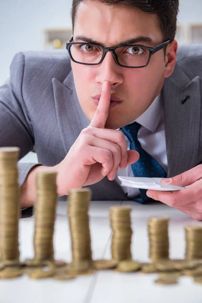 Businessman with golden coins in business growth concept — Stock Photo, Image